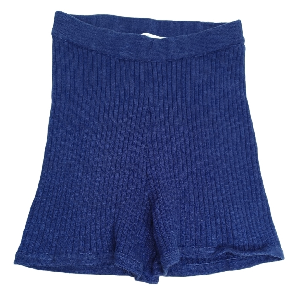 Free People Beach Zuma Blue Sz S Ribbed High Rise Cotton Linen Blend Shorts